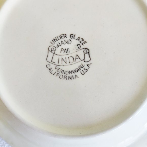 VERNONWARE Linda Hand Painted Underglaze Berry Bowls California Pottery Set of 2 - Picture 4 of 4